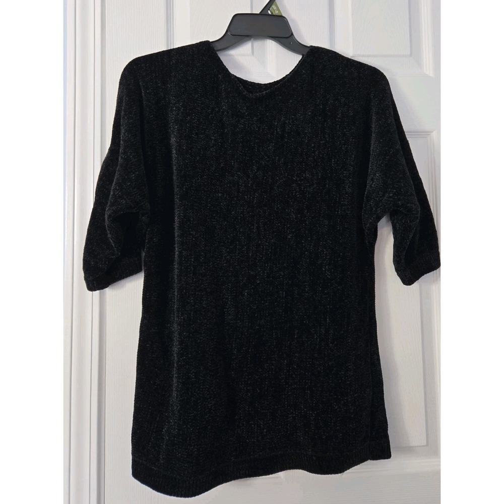 Attitudes By Renee 3/4 Sleeve  Sweater Blouse Size Medium Black